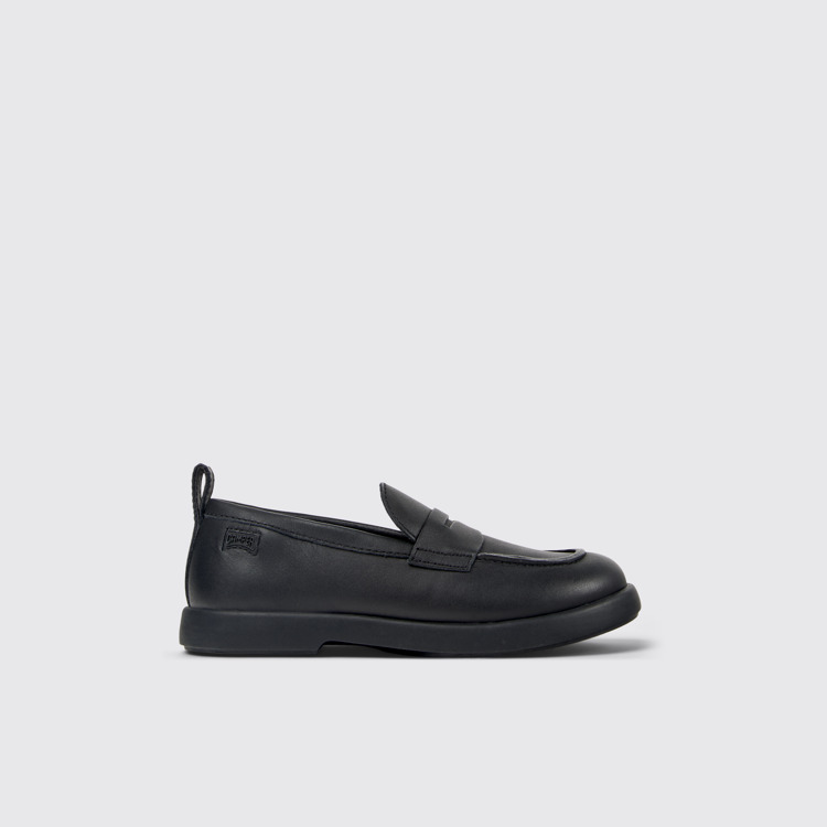 Side view of Duet Black Leather Ballerinas for Kids.