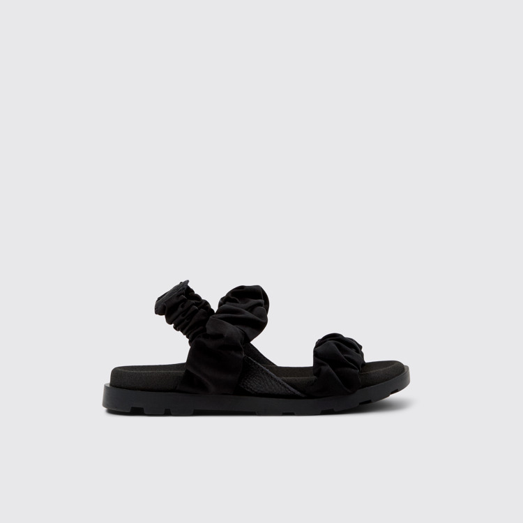 Side view of Brutus Sandal Black Leather and Recycled PET Sandals for Kids.