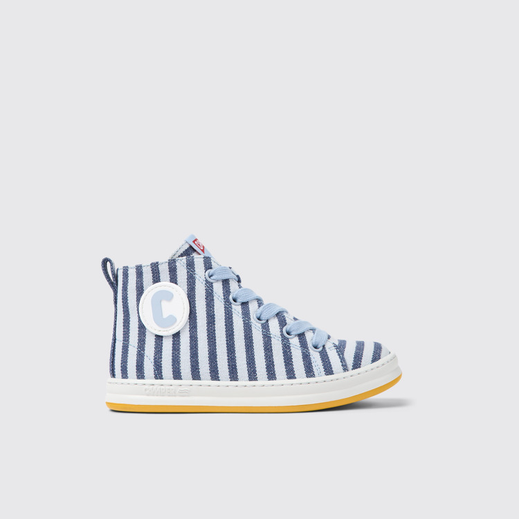 Side view of Runner Blue and white textile sneakers for kids