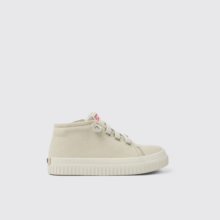 Side view of Peu Roda Gray textile sneakers for kids