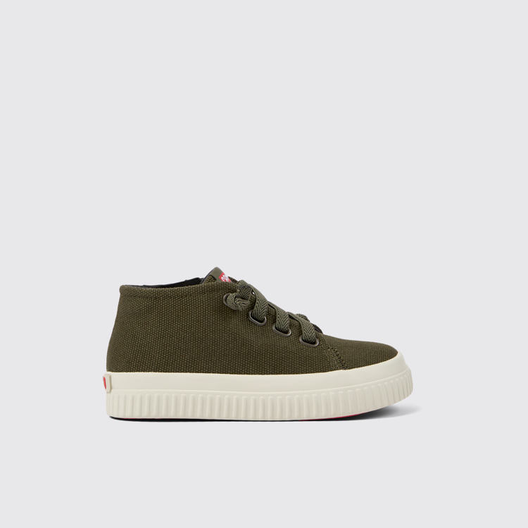 Side view of Peu Roda Green textile sneakers for kids