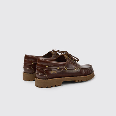 Back view of Nautico Brown Leather Moccasins for Men.