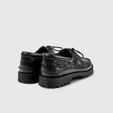 Back view of Nautico Black boat shoe for men