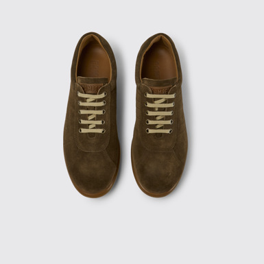 Overhead view of Pelotas Iconic dark brown shoe for men