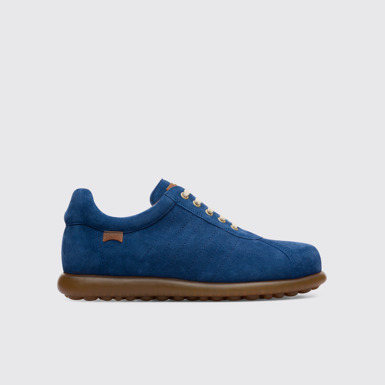 Side view of Pelotas Iconic blue shoe for men