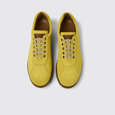 Overhead view of Pelotas Yellow nubuck sneakers for men
