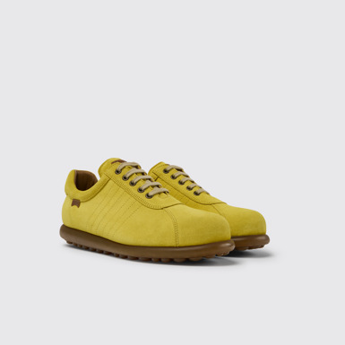 Front view of Pelotas Yellow nubuck sneakers for men