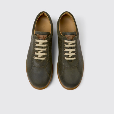 Overhead view of Pelotas Green nubuck sneakers for men