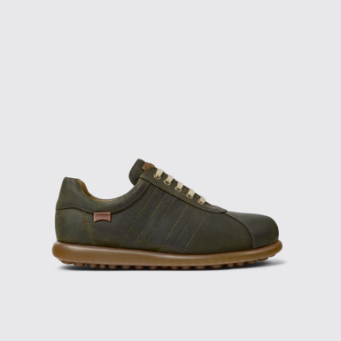 Side view of Pelotas Green nubuck sneakers for men