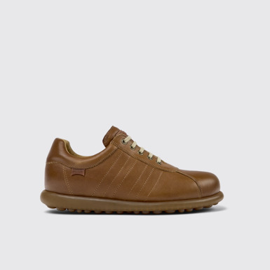 Side view of Pelotas Brown leather sneakers for men