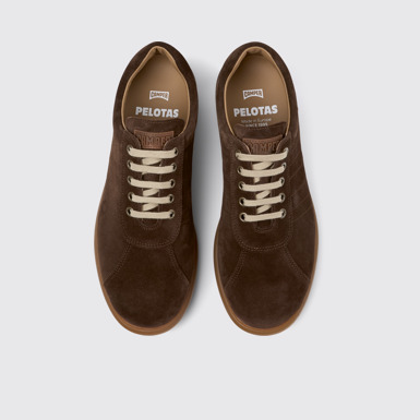 Overhead view of Pelotas Brown nubuck shoes for men