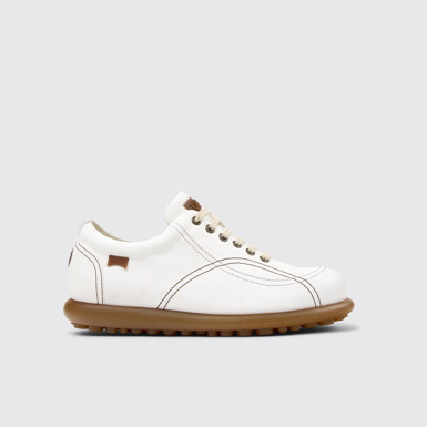 Side view of Twins White Leather Shoes for Men.