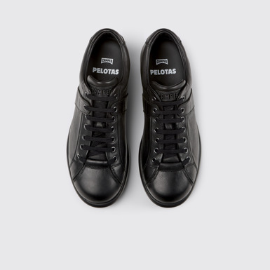 Overhead view of Pelotas Black leather shoes
