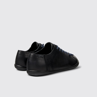 Back view of Peu Black Leather Shoes for Men.