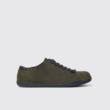 Side view of Peu Green nubuck shoes for men