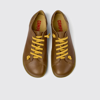 Overhead view of Peu Brown leather shoes for men