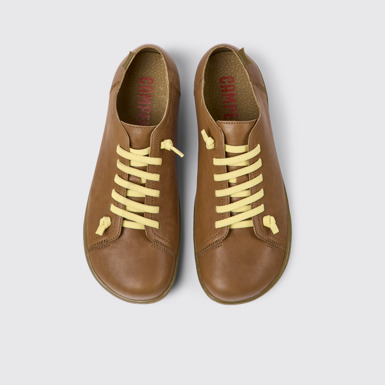 Overhead view of Peu Brown leather shoes for men