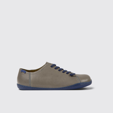 Side view of Peu Gray leather shoes for men