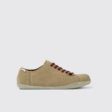 Side view of Peu Beige nubuck shoes for men