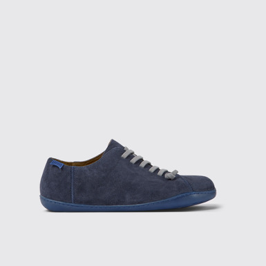 Side view of Peu Blue nubuck shoes for men