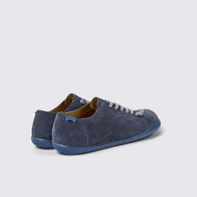 Back view of Peu Blue nubuck shoes for men