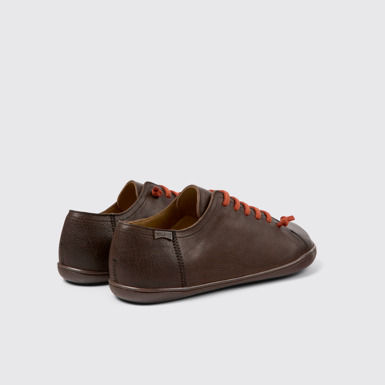 Peu 深棕皮革男士休閒鞋後面