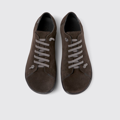 Overhead view of Peu Gray nubuck shoes for men