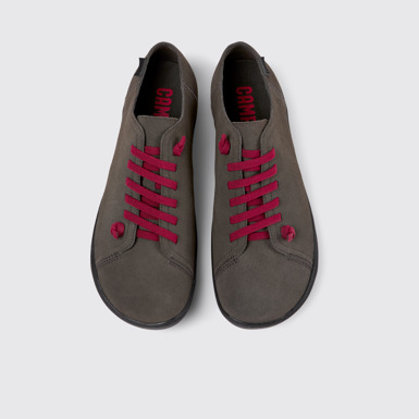 Overhead view of Peu Gray nubuck shoes for men