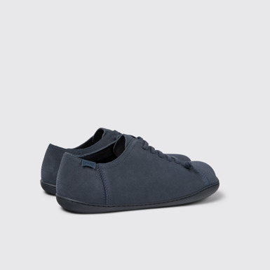Back view of Peu Blue nubuck shoes for men