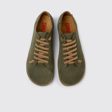 Overhead view of Peu Green nubuck shoes for men