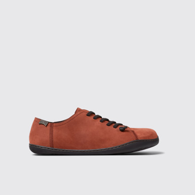 Side view of Peu Burgundy nubuck shoes for men