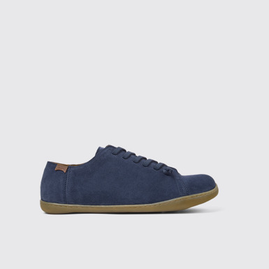 Side view of Peu Blue nubuck shoes for men