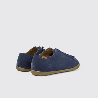 Back view of Peu Blue nubuck shoes for men