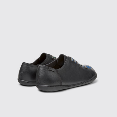 Back view of Twins Black Leather Shoes for Men.
