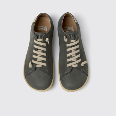 Overhead view of Peu Gray Leather Shoes for Men.