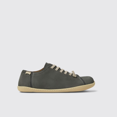 Side view of Peu Gray Leather Shoes for Men.