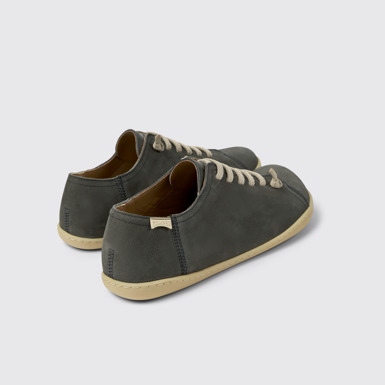 Back view of Peu Gray Leather Shoes for Men.