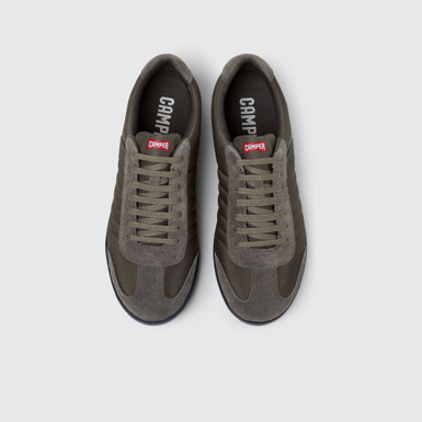 Overhead view of Pelotas XLite Brown Textile and Nubuck Shoes for Men.
