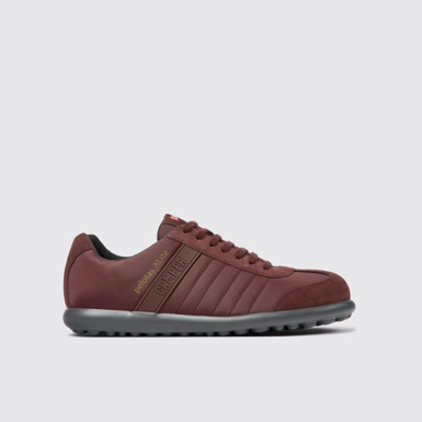 Side view of Pelotas XLite Burgundy textile and nubuck shoes for men