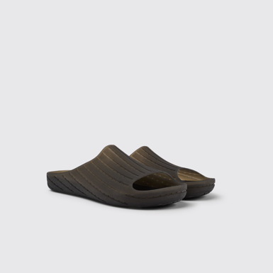 Front view of Wabi Black monomaterial sandals for men