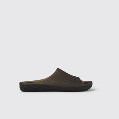 Side view of Wabi Black monomaterial sandals for men