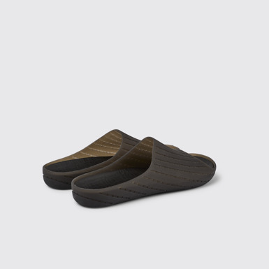 Back view of Wabi Black monomaterial sandals for men
