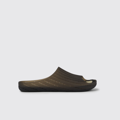 Side view of Wabi Black monomaterial sandals for men
