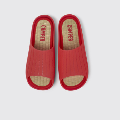 Overhead view of Wabi Red monomaterial sandals for men