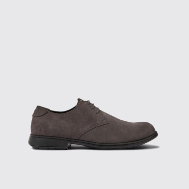Side view of Mil Brown-gray nubuck shoes for men