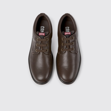 Overhead view of Atom Work Dark brown blucher shoes for men