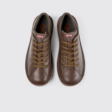 Overhead view of Beetle Brown leather shoes for men
