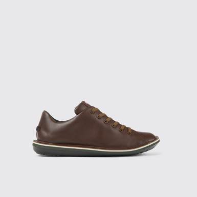 Side view of Beetle Brown leather shoes for men