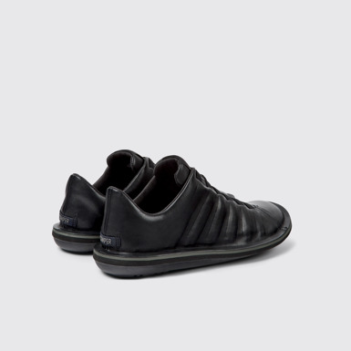 Back view of Beetle Black Leather Shoes for Men.