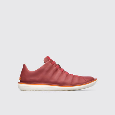 Side view of Beetle Red lightweight shoe for men